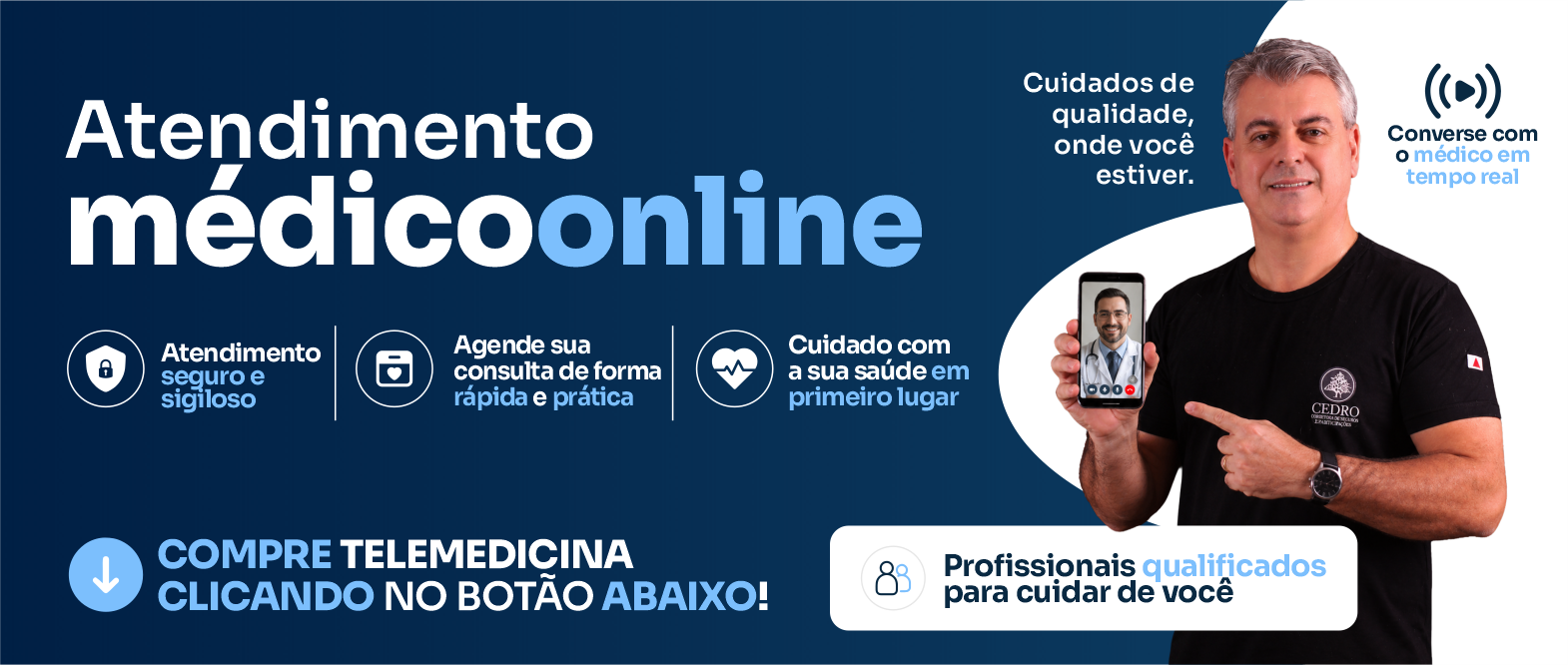 Atendimento médico online — seguro e sigiloso, agendamento rápido, cuidado em primeiro lugar. Mais comodidade sem sair de casa.